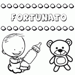 Dibujo con el nombre Fortunato para colorear, pintar e imprimir