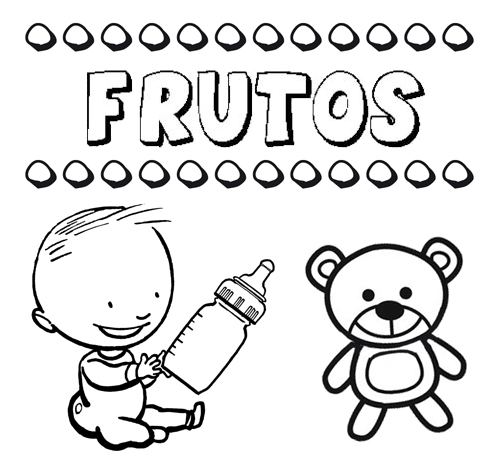 Dibujo con el nombre Frutos para colorear, pintar e imprimir