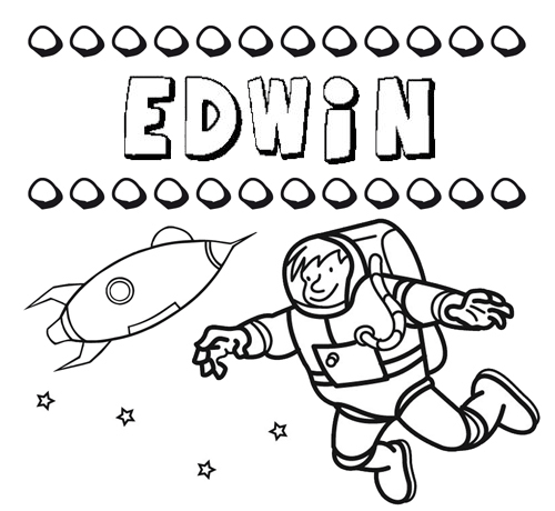 Dibujo con el nombre Edwin para colorear, pintar e imprimir