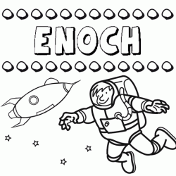Dibujo con el nombre Enoch para colorear, pintar e imprimir