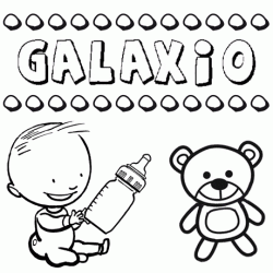 Dibujo con el nombre Galaxio para colorear, pintar e imprimir