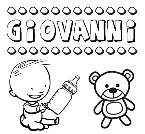 Dibujo con el nombre Giovanni para colorear, pintar e imprimir