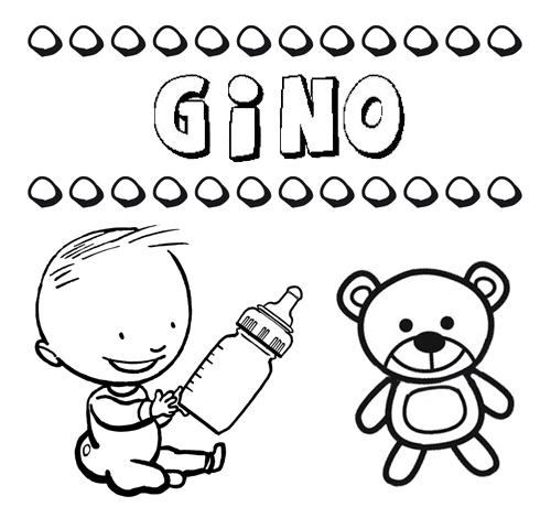 Dibujo con el nombre Gino para colorear, pintar e imprimir