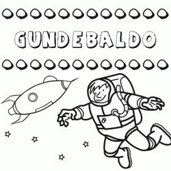 Dibujo con el nombre Gundebaldo para colorear, pintar e imprimir