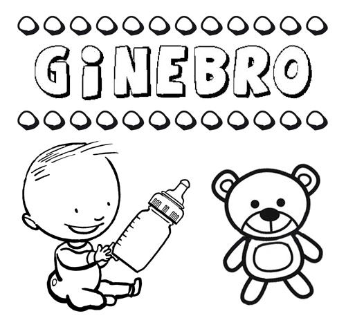 Dibujo con el nombre Ginebro para colorear, pintar e imprimir
