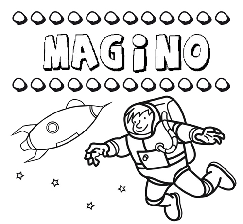 Dibujo con el nombre Magino para colorear, pintar e imprimir