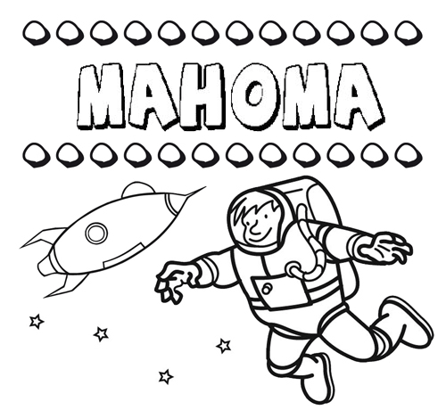 Dibujo con el nombre Mahoma para colorear, pintar e imprimir