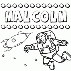 Dibujo con el nombre Malcolm para colorear, pintar e imprimir