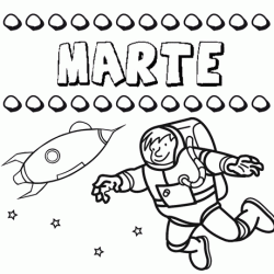 Dibujo con el nombre Marte para colorear, pintar e imprimir