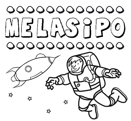 Dibujo con el nombre Melasipo para colorear, pintar e imprimir