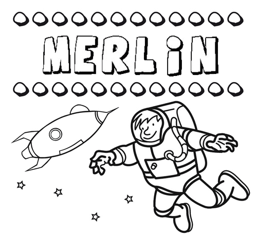 Dibujo con el nombre Merlín para colorear, pintar e imprimir