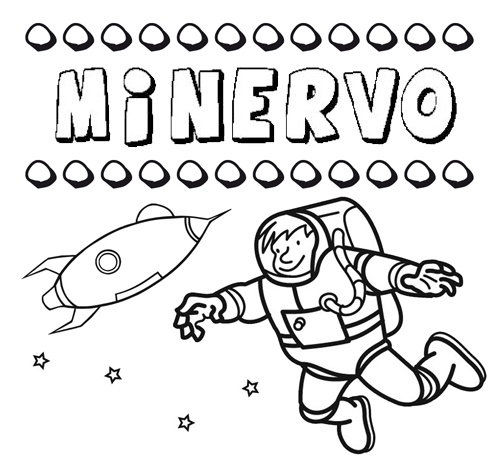Dibujo con el nombre Minervo para colorear, pintar e imprimir