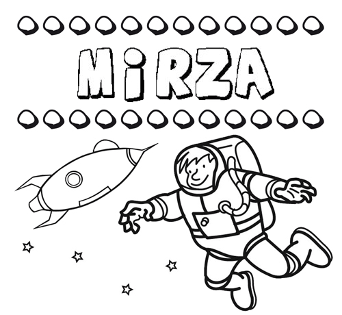 Dibujo con el nombre Mirza para colorear, pintar e imprimir