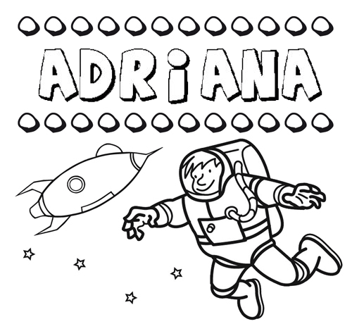Dibujo con el nombre Adriana para colorear, pintar e imprimir