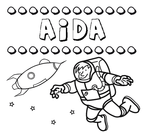 Dibujo con el nombre Aída para colorear, pintar e imprimir