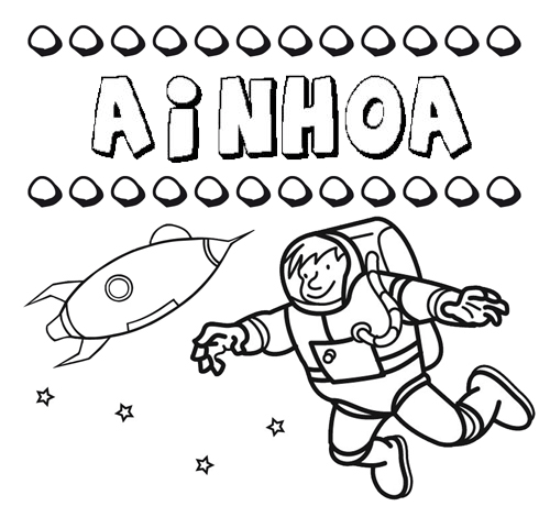 Dibujo con el nombre Ainhoa para colorear, pintar e imprimir