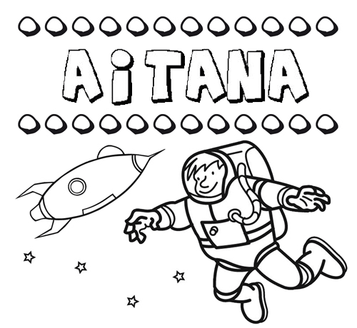 Dibujo con el nombre Aitana para colorear, pintar e imprimir