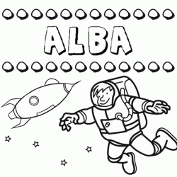 Dibujo con el nombre Alba para colorear, pintar e imprimir