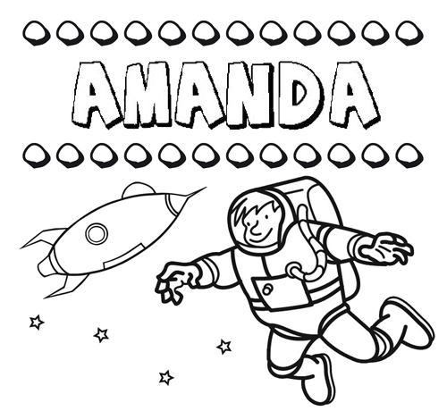 Dibujo con el nombre Amanda para colorear, pintar e imprimir