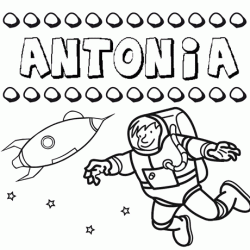 Dibujo con el nombre Antonia para colorear, pintar e imprimir