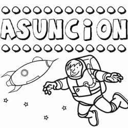 Dibujo con el nombre Asunción para colorear, pintar e imprimir