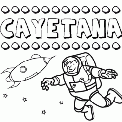Dibujo con el nombre Cayetana para colorear, pintar e imprimir