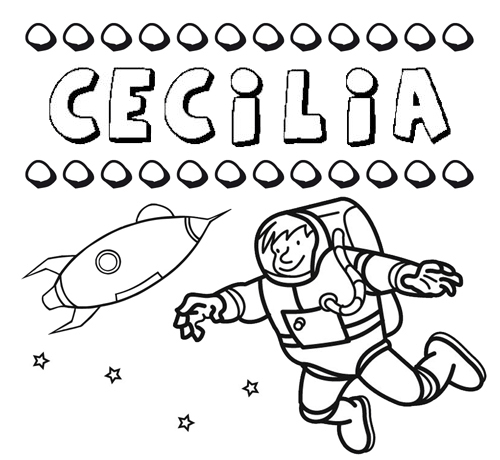 Dibujo con el nombre Cecilia para colorear, pintar e imprimir