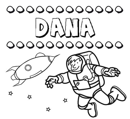 Dibujo con el nombre Dana para colorear, pintar e imprimir