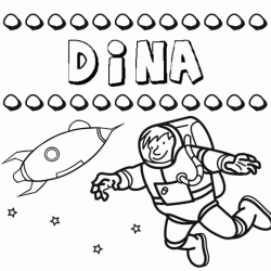 Dibujo con el nombre Dina para colorear, pintar e imprimir