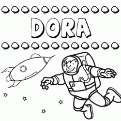 Dibujo con el nombre Dora para colorear, pintar e imprimir