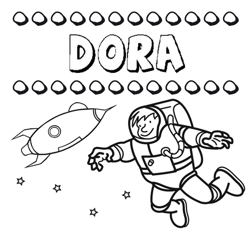 Dibujo con el nombre Dora para colorear, pintar e imprimir