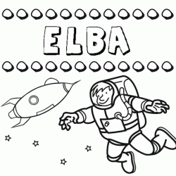 Dibujo con el nombre Elba para colorear, pintar e imprimir