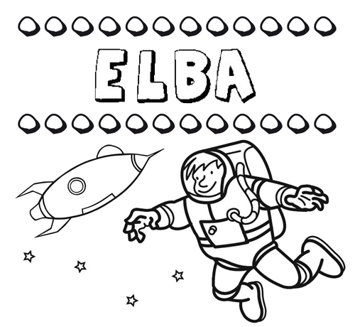 Dibujo con el nombre Elba para colorear, pintar e imprimir