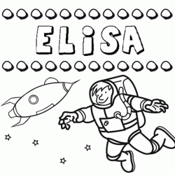 Dibujo con el nombre Elisa para colorear, pintar e imprimir
