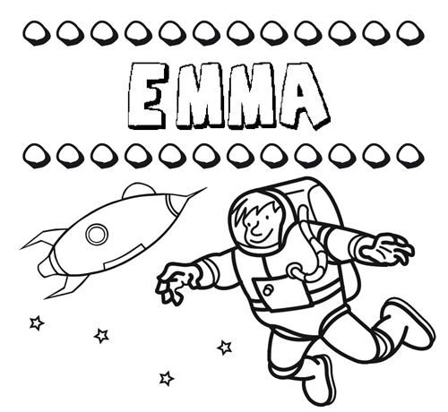 Dibujo con el nombre Emma para colorear, pintar e imprimir