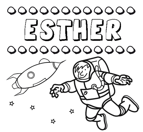Dibujo con el nombre Esther para colorear, pintar e imprimir