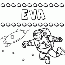 Dibujo con el nombre Eva para colorear, pintar e imprimir