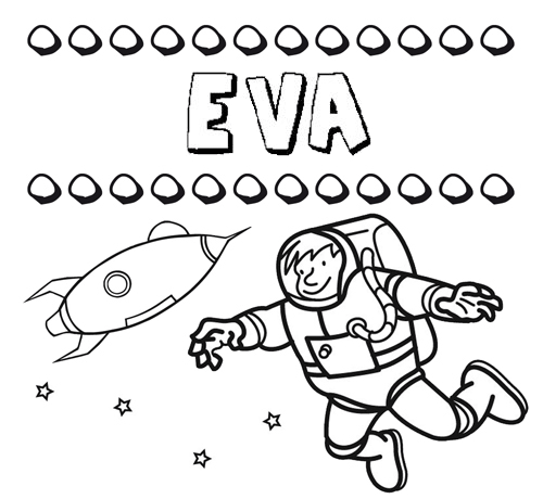 Dibujo con el nombre Eva para colorear, pintar e imprimir