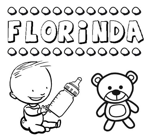 Dibujo con el nombre Florinda para colorear, pintar e imprimir