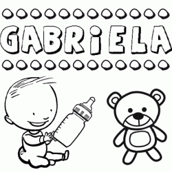 Dibujo con el nombre Gabriela para colorear, pintar e imprimir