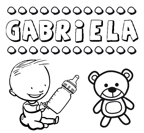 Dibujo con el nombre Gabriela para colorear, pintar e imprimir