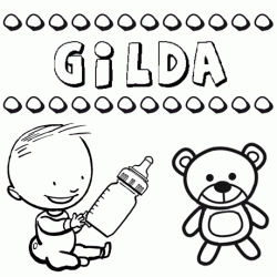 Dibujo con el nombre Gilda para colorear, pintar e imprimir