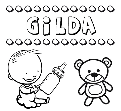 Dibujo con el nombre Gilda para colorear, pintar e imprimir