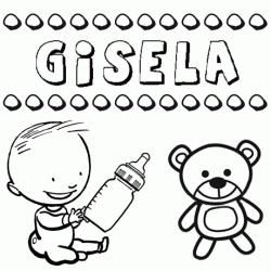 Dibujo con el nombre Gisela para colorear, pintar e imprimir