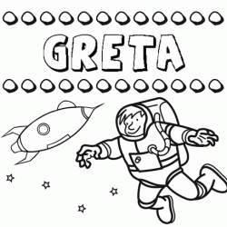 Dibujo con el nombre Greta para colorear, pintar e imprimir