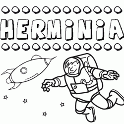 Dibujo con el nombre Herminia para colorear, pintar e imprimir
