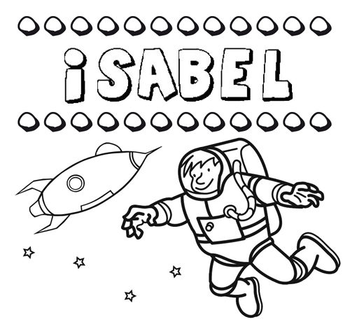 Dibujo con el nombre Isabel para colorear, pintar e imprimir