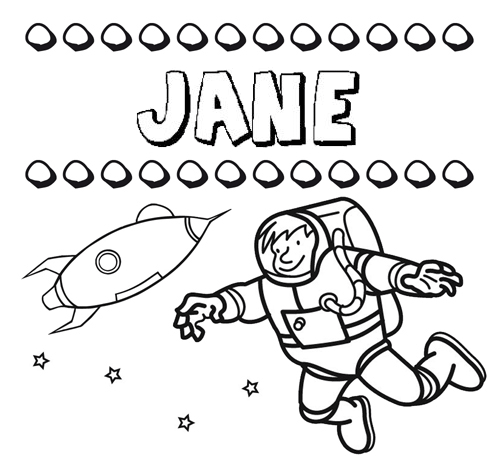 Dibujo con el nombre Jane para colorear, pintar e imprimir