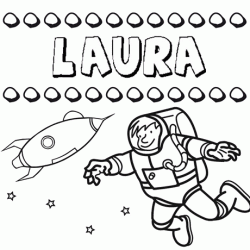 Dibujo con el nombre Laura para colorear, pintar e imprimir