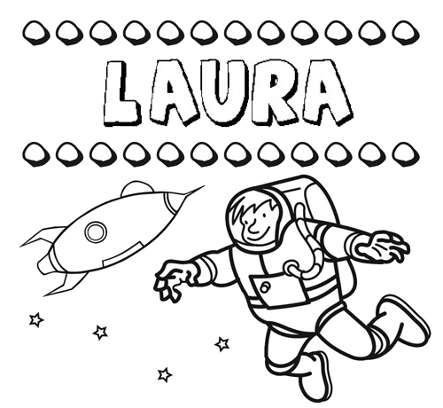 Dibujo con el nombre Laura para colorear, pintar e imprimir